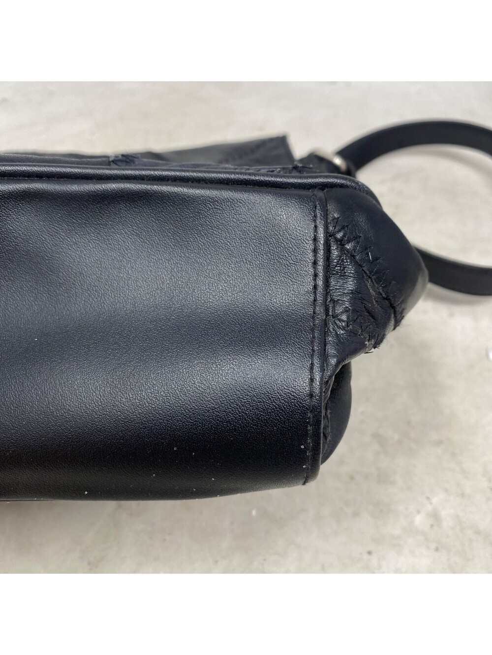 Vintage 80s 90s Patchwork Black Faux Leather Shoulder Bag Boho Organizer Y2K - Picture 4 of 9